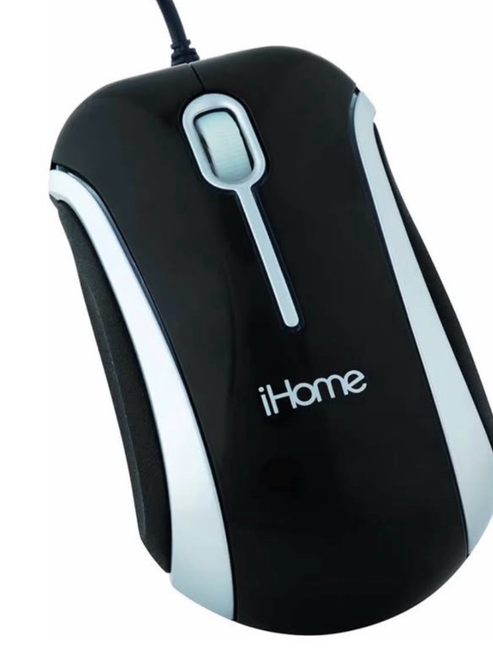 iHome Black and White Slim Wired Optical Mouse